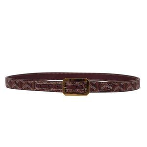 Goyard Rudy Belt Size 85 28 29 30 Burgundy Gold Buckle Goyardine Leather 5 Holes